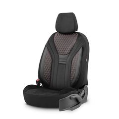 Καλύμματα Αυτοκινήτου Otom Infinity Design Universal Sued / Δερματίνη Καπιτονέ / Rachel Σετ Εμπρός / Πίσω 11 Τεμαχίων Μαύρο Με Κόκκινη Ραφή INF-2002
