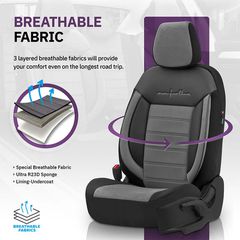 Καλύμματα Αυτοκινήτου Otom Comfortline Design Universal Sued / Rachel / Δερματίνη Σετ Εμπρός / Πίσω 11 Τεμαχίων Μαύρο - Γκρι CMF-206