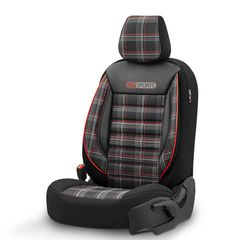 Καλύμματα Αυτοκινήτου Otom GTI Sports Design Universal Jacquard / Lacost / Δερματίνη Σετ Εμπρός / Πίσω 11 Τεμαχίων Μαύρο - Κόκκινο GTI-801