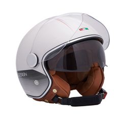 Κράνος BEON JET B120 Κρεμ/Κόκκινο/Μαύρο