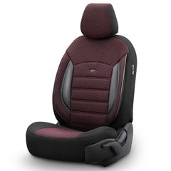 Καλύμματα Αυτοκινήτου Otom Sport Plus Design Universal Βαμβακερό Ύφασμα / Rachel / Δερματίνη Σετ Εμπρός / Πίσω 11 Τεμαχίων Μαύρο Με Μπορντό SPTPLS-103