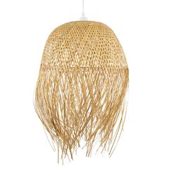 Boho Κρεμαστό Φωτιστικό Πλέγμα Μονόφωτο 1 x E27 IP20 Μπέζ Ξύλο - Μ50 x Π50 x Υ70cm