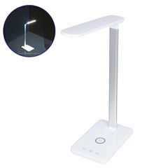 Μοντέρνο Φωτιστικό Γραφείου Λευκό LED 10 Watt 1000lm DC 5V Αφής & Καλώδιο Τροφοδοσίας USB με Ασύρματη Φόρτιση - Wireless Charger - CCT Θερμό Λευκό 2700K - Φυσικό Λευκό 4500K - Ψυχρό Λευκό 6000K Dimmab