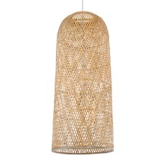 Boho κρεμαστό φωτιστικό με πλέγμα μονόφωτο 1 x E27 IP20 μπεζ ξύλο Μ40 x Π40 x Υ90cm