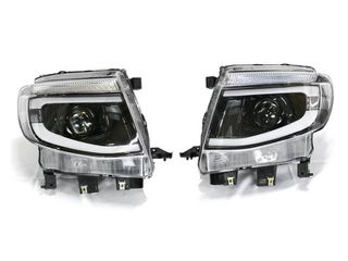 Μπροστινά Φανάρια Set Για Ford Ranger T6 2012-2015 DRL Dynamic Μαύρα Full Led Με Μοτέρ