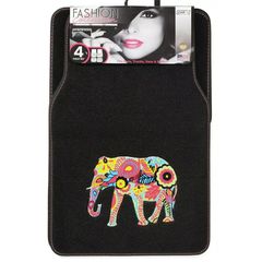 Πατάκια Αυτοκινήτου Universal Μοκέτα "Girly Fashion Collection" Car+ Μαύρη Με Ροζ Ρέλι Και Ελέφαντα 4 Pieces
