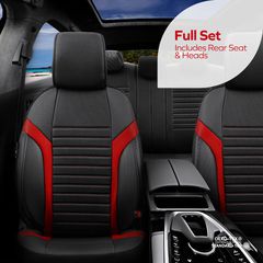 Καλύμματα Αυτοκινήτου Otom Coral Design Universal Full Δερματίνη Σετ Εμπρός / Πίσω 11 Τεμαχίων Μαύρο / Κόκκινο CRΑL-104