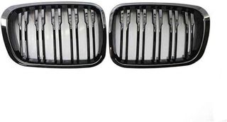 Καρδιές Μάσκας Για Bmw 3 E46 99-01 Sedan/Touring/Compact M4 Look Με Διπλή Γρίλια Μαύρο Γυαλιστερό 2 Τεμάχια