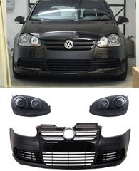ΠΡΟΦΥΛΑΚΤΗΡΑΣ ΕΜΠΡΟΣ + ΦΑΝΑΡΙΑ ΕΜΠΡΟΣ Front Bumper with Headlights VW Golf V 5 (2003-2007) Jetta (2005-2010) GTI R32 Look Black Edition