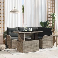 Σετ Καναπέ Κήπου με μαξιλάρι με μαξιλάρι 5 pcs Γκρι Πολυ Ρατάν 3357192
