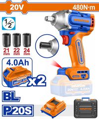 Wadfow WCD1B483E Μπουλονόκλειδο Li-ion 20V / 480Nm / 4Ah με 2 Μπαταρίες