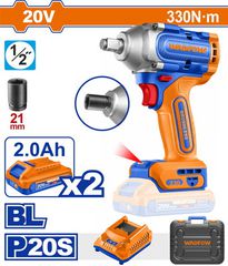 Wadfow WCD1B33E Μπουλονόκλειδο Li-ion 20V / 330Nm / 2Ah με 2 μπαταρίες