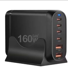 Φορτιστής GaN Charger - Adapter GaN-019 6 Port Fast Charger με 2 Θύρες USB-A και 4 Θύρες USB-C 160 W Power Delivery for Laptops Phones Tablet and More Μαυρος ( Κωδ.60324 )