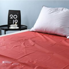 PVC Waterproof Bed Sheet Red L-thumb-1