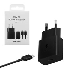 Γνήσιος φορτιστής γρήγορης φόρτισης Samsung EP-T1510 15W, μαύρος, συμπεριλαμβανομένου καλωδίου δεδομένων USB Type-C