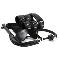 Deluxe Plush Restraint Kit – 7 Pieces Black-thumb-1