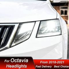 Μπροστινά Φανάρια Set Για Skoda Octavia mk3 2017-2022 DRL Μαύρα Carner-thumb-2