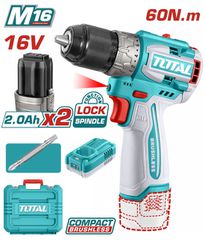 Δραπανοκατσάβιδο Μπαταρίας TOTAL Li-ion 16V / 60Nm με 2 Μπαταρίες 2Ah Επαγγελματικό ( TDLI16682 )