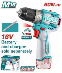 Δραπανοκατσάβιδο Μπαταρίας TOTAL Li-ion 16V / 60Nm Χωρίς Μπαταρία & Φορτιστή Επαγγελματικό ( TDLI16681 )