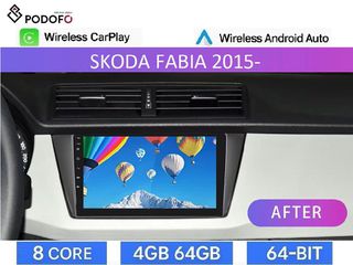 Skoda Fabia (2015-21) Android Navigation 9" οθόνη Car Radio 4+64GB Ασύρματο CarPlay & Aσύρματο Android Auto GPS WiFi DSP
