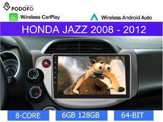 Honda Jazz (2008-12) Android 10.1" 6+128GB 8-Core Ασύρματο CarPlay & Aσύρματο Android Auto GPS  WiFi DSP
