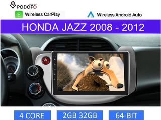 Honda Jazz (2008-12) Οθόνη Android 10.1" 2GB+32GB Ασύρματο CarPlay & Aσύρματο Android Auto GPS  WiFi EQ