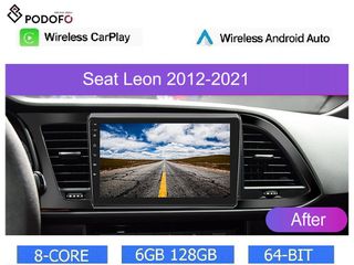 Seat Leon 5F (2012-2021) 9" Οθόνη Android  Car Radio Navigation | 6GB RAM + 128GB ROM | Ασύρματο CarPlay & Aσύρματο Android Auto | GPS | WiFi | DSP | HiFi | FM/RDS
