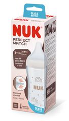 Nuk Perfect Match Μπιμπερό Γυάλινο Temperature Control 230ml Με Θηλή Σιλικόνης 3+m Rainbow