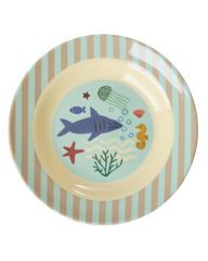 Rice - Melamine Kids Bowl with Blue Ocean Print - Blue - 250 ml / Baby and Children