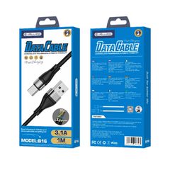 Καλώδιο USB-A to USB-C JELLICO B16 3.1A 1m Black
