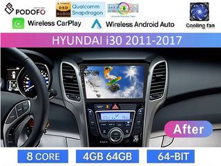 Hyundai i30 (2012-17) Οθόνη 9" Android Navigation | Snapdragon 460 | 4GB RAM + 64GB ROM | Ασύρματο CarPlay & Android Auto GPS WiFi DSP FM/RDS
