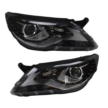 Μπροστινά Φανάρια Set Για Vw Tiguan mk1 07-11 DRL Μαύρα H7/H7 Με Μοτέρ Carner Tiguan - 0021274