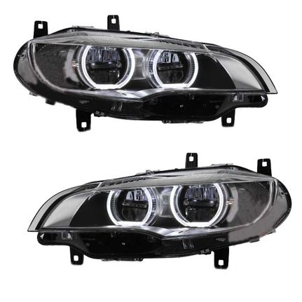 Μπροστινά Φανάρια Set Για Bmw X6 E71 08-15 4D Angel Eyes Full Led AFS Μαύρα Με Μοτέρ Carner X6 - 0023010