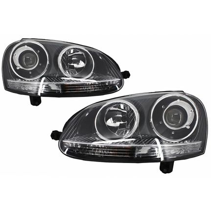 Μπροστινά Φανάρια Set Για Vw Golf V (5) 03-08 Projectors GTI / R32 Look Χρωμίου H7/H7 Με Μοτέρ & E-Mark Carner Golf - 0023009