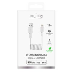 Puro 12W USB-A - Lightning Spiral Cable 1m - White-thumb-1