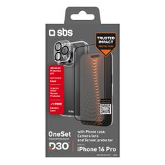 SBS set with D3O technology for iPhone 16 Pro - case + glass screen and camera protector - transparent-thumb-1