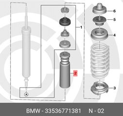 προστατευτικα σκονης μαζι με bumb stop , πισω αξονα , για BMW ,  με κωδικο : 33536767334 , KYB 910172 .