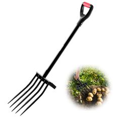 5 Tines Garden Fork Tool Metal Handle 41 in Spading Pitchfork Y Grip Heavy Duty | VEVOR US