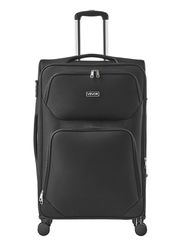 28-Inch Softside Expandable Luggage with Spinner Wheels Checked Suitcase Black | VEVOR US