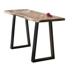 WOODWELL LIZARD Slim Κονσόλα Μέταλλο Βαφή Μαύρο, Ξύλο Ακακία Φυσικό 130x45x76cm Solid Wood 25mm ΕΑ7102,S