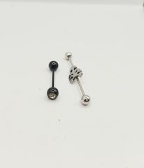 2 Piercing Πάχους 1mm από Χειρουργικό Ατσάλι Ασημί / Μαύρο A9516 ΤΙΜΗ 30 ΕΥΡΩ