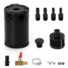 Universal Billet Aluminum Baffled 2-port Oil Catch Can Tank with Breather Filter