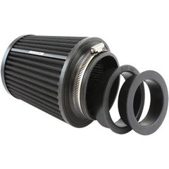 Universal 4" (102mm), 3-1/2" (89mm) or 3" (76mm) Clamp-On Steel Top Inverted Tapered Pod Filter with Black End 5.5" (140mm) High x 6" (152mm) Base O.D x 4.7" (119mm) Top O.D
