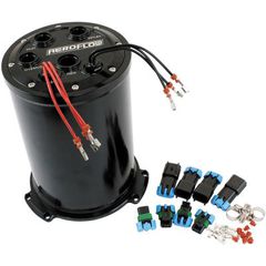 Triple EFI Pump Compact Surge Tank - Black 7 Liter (1.85 Gal), -10 ORB Outlet With -8 ORB Return