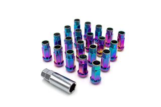 Steel 50mm Open Ended Lug Nuts M12x1.50 - Neo Chrome