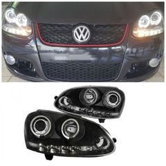 Φανάρια Εμπρός Vw Golf 5 03-08 Angel Eyes devil eyes black design