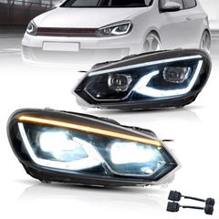 Φανάρια Εμπρός VW Golf 6 VI (2008-2012)LED DRL LED Flowing Turning Light Golf 8 Design