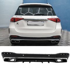 Πίσω Σποιλερ Rear Diffuser with Silver Exhaust Muffler Tips Mercedes GLE W167 SUV V167 Sport Line (2019-Up) GLE 63 AMG Design