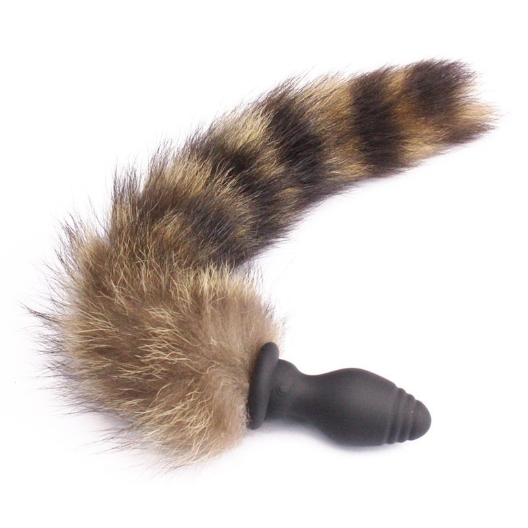 Anal Plug with Tail 10 Vibration Modes Remote Control Silicone USB 46.6cm