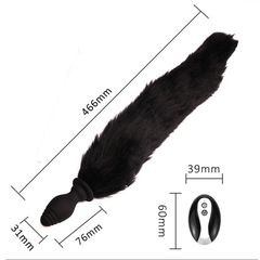 Anal Plug with Tail 10 Vibration Modes Remote Control Silicone USB 46.6cm-thumb-1